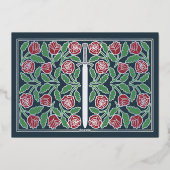 Silver Gray Medieval Floral Sword Wedding RSVP 箔招待状 (裏面)