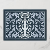 Silver Gray Medieval Sword Wedding RSVP 箔招待状 (裏面)