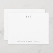 Silver Gray Modern Monogram Initials Personalized ノートカード (正面/裏面)