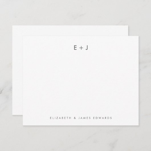 Silver Gray Modern Monogram Initials Personalized ノートカード (正面/裏面)