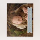 Silver Gray Newborn Baby Boy Birth Stats Photo ジグソーパズル (縦)