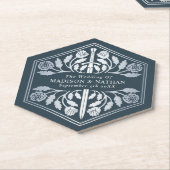 Silver Gray Royal Medieval Sword Wedding ペーパーコースター (アングル)