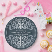 Silver Gray Royal Medieval Sword Wedding  ペーパープレート (パーティー)