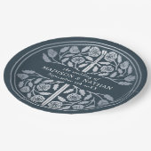 Silver Gray Royal Medieval Sword Wedding  ペーパープレート (アングル)