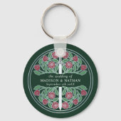 Silver Green Floral Bridesmaid Royal Wedding Gift キーホルダー (裏面)