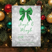 Silver Green Jingle Mingle Xmas Party Bow Snow 招待状