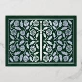 Silver Green Medieval Sword Wedding RSVP 箔招待状 (裏面)