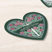 Silver Green Royal Medieval Floral Sword Wedding ペーパーコースター (アングル)