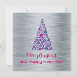 Silver greeting card Merry Christmas New Year シーズンカード