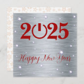 Silver greeting card Merry Christmas New Year シーズンカード (正面/裏面)