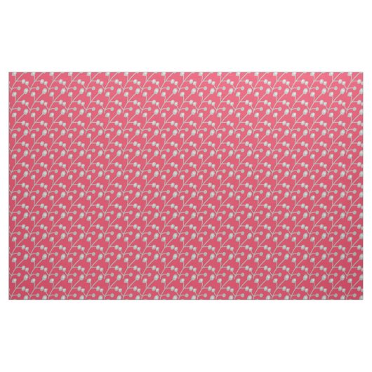 Silver Grey Patterned Foliage on Bright Pink Red ファブリック (ヤード)