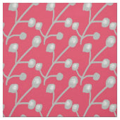 Silver Grey Patterned Foliage on Bright Pink Red ファブリック (見本)