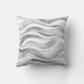 Silver Grey Winter Snowflakes Christmas クッション (裏面)