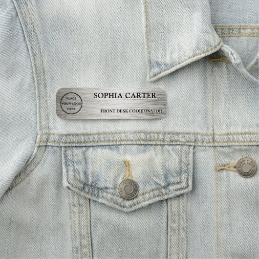 Silver Hairline Classic Name Badge Custom 名札 (インサイチュ)
