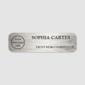 Silver Hairline Classic Name Badge Custom 名札 (正面)