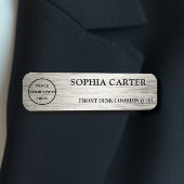 Silver Hairline Classic Name Badge Custom 名札