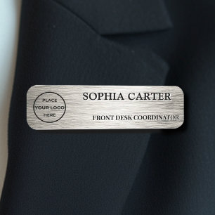 Silver Hairline Classic Name Badge Custom 名札
