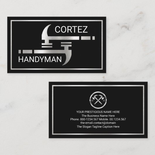 Silver Handyman Hammers Frame 名刺 (正面/裏面)