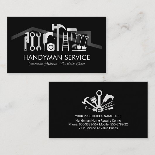 Silver Handyman Tools On Rooftop 名刺 (正面/裏面)