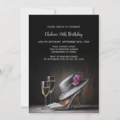 Silver High Heel Shoes Birthday Party 招待状 (正面)