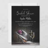 Silver High Heel Shoes Bridal Shower 招待状 (正面)