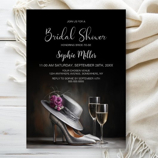 Silver High Heel Shoes Bridal Shower 招待状