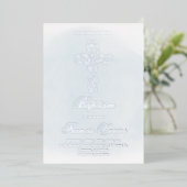silver Holy cross Baptism 箔招待状 (立ち正面)