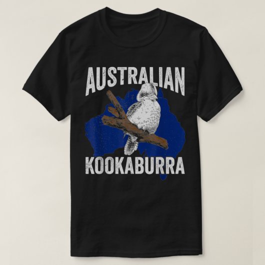 Silver Kookaburra Australiaの地図オーストラリアのラフイン Tシャツ (デザイン正面)