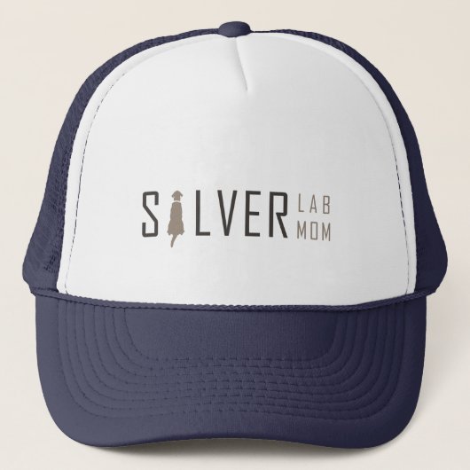 Silver Lab Mom Trucker Hat キャップ (正面)