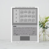 Silver Laptop Keys 2026 Calendar Black Paper Sheet (スタンド正面)