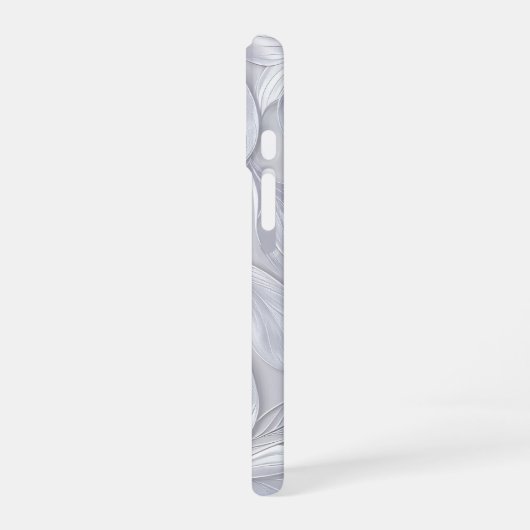Silver Leaf Elegant Pattern iPhone 16ケース (左側面)