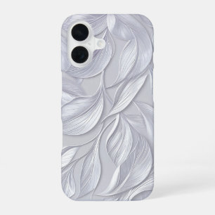 Silver Leaf Elegant Pattern iPhone 16ケース