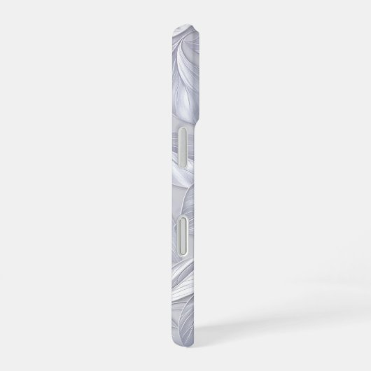 Silver Leaf Elegant Pattern iPhone 16ケース (右側面)