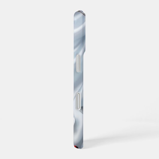 Silver Leaf Red Berry Silk iPhone 16ケース (右側面)