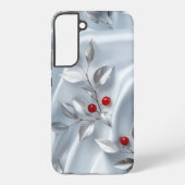 Silver Leaf Red Berry Silk Samsung Galaxyケース (裏面)
