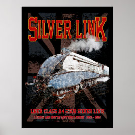 Silver Link LNER Class A4 2509 Locomotive UK flag ポスター