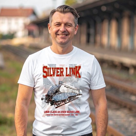Silver Link LNER Class A4 2509 Locomotive UK flag Tシャツ