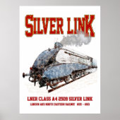 Silver Link - LNER Class A4 2509 Steam Train Loco ポスター (正面)
