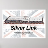 Silver Link LNER Class A4 Locomotive profile flag ポスター (正面)