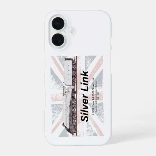 Silver Link LNER Class A4 Locomotive profile flag iPhone 16ケース (裏面)