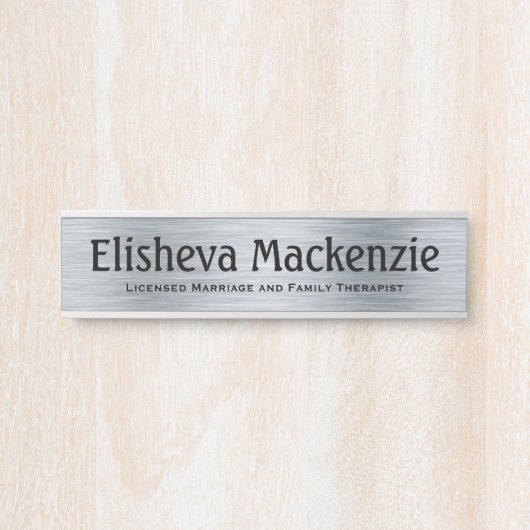 Silver LMFTセラピストオフィスドアの署名名プレート サインプレート (正面)