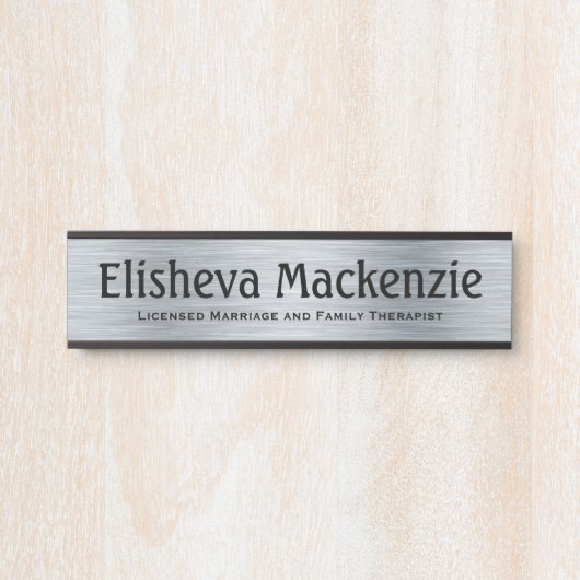 Silver LMFTセラピストオフィスドアの署名名プレート サインプレート (正面)