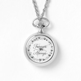 Silver locket watch "Forever Always" with heart de 腕時計
