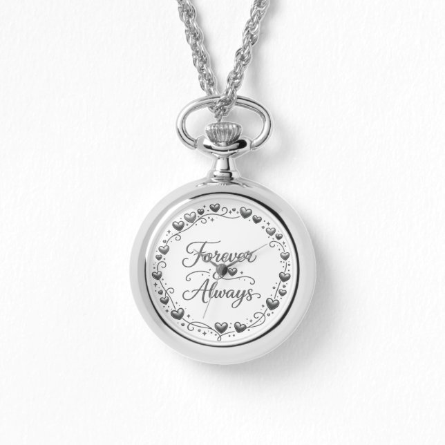 Silver locket watch "Forever Always" with heart de 腕時計 (正面)
