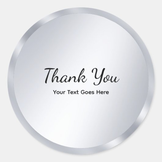Silver Look Blank Template Elegant Thank You ラウンドシール (正面)