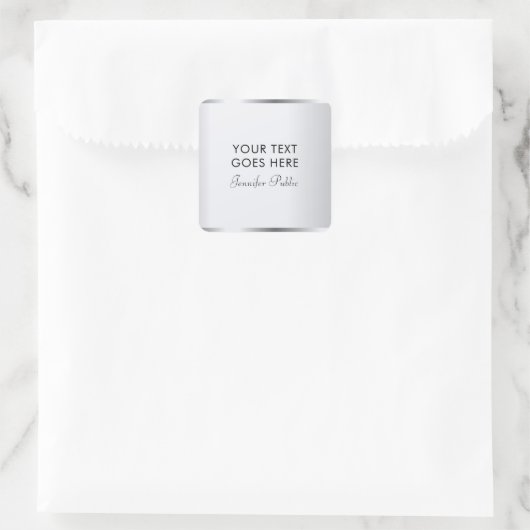 Silver Look Template Typography Script Modern スクエアシール (バッグ)