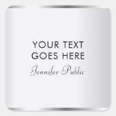 Silver Look Template Typography Script Modern スクエアシール (正面)