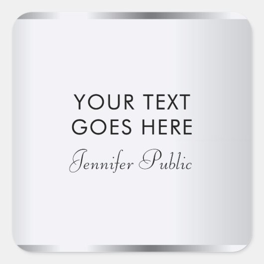 Silver Look Template Typography Script Modern スクエアシール (正面)