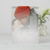 Silver Luxury Modern Transparency Wedding Photo 箔招待状 (立ち正面)