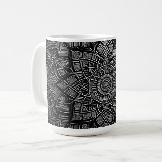 Silver Mandala Mug コーヒーマグカップ (正面左)